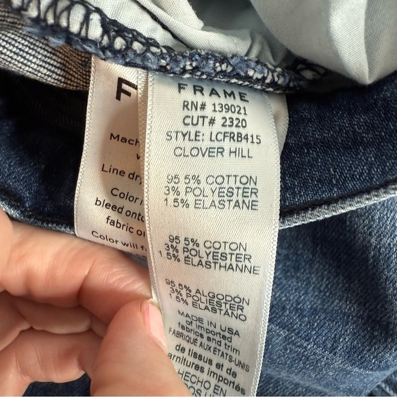 FRAME Le Crop Flare Distressed Jeans Clover Hill Raw Hem size 28 - Picture 6 of 6